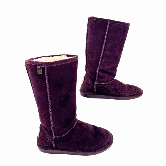 BEARPAW PURPLE SUEDE SHEEPSKIN WOOL MID CALF BOOTS - 7 SHEARLING - Picture 3 of 14